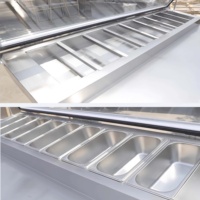 Table de préparation de pizzas en acier inoxydable avec bacs Gastronorm, table de refroidissement pour pizzeria, station de préparation des garnitures, efficacité énergétique A+++.