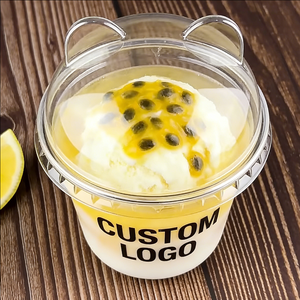 Vasos de Plástico Desechables Transparentes de Pared Simple de 16oz/30ml con Tapas de Cúpula de 90mm de Diámetro, Recipientes para Helado con Logotipo Personalizado - Product Image 5