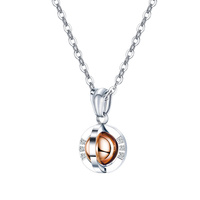 Collier de couple avec pendentif boule rotative sertie de diamants, cadeau de Saint-Valentin.