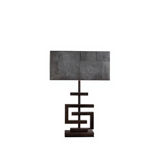 Contemporary Iron Rustic Table Lamp Off-White Beige Fabric Rectangular Shade Living Room Decorative <b>Lighting</b> 3000K Warm White - Product Image 1