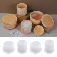 Moule à bougie en silicone brillant et à couvercle floral pour pot de fleur, moule artisanal en résine, pour bricolage