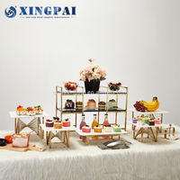 XINGPAI Équipement Hôtelier – Ensemble de Présentoirs de Buffet en Acier Inoxydable pour Desserts, Supports à Gâteaux de Mariage, Présentoirs Alimentaires de Luxe pour Buffet