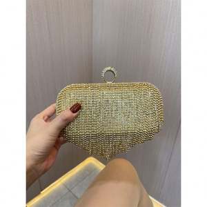 Tas Malam Bentuk Hati Berhiaskan Kristal untuk Wanita, Tas Tangan Kristal Emas untuk Pesta <span class=keywords><strong>Prom</strong></span> - Product Image 2