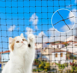 Jaring Kucing Hitam yang Diperkuat dengan Kawat Baja Anti-gigitan, Jaring Pengaman Hewan Peliharaan, Jaring Pelindung Balkon Kucing dengan Kotak Warna - Product Image 1