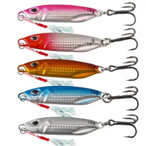 DN 10g/15g/20g/30g/40g Fishing Jigging Lure Saltwater Lead Fishing Jig Lures Metal Spoon Jig Lure With Double Hooks
