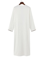 Robe Jubba rétro pour homme, manches longues, fermeture éclair, broderie, thobe arabe musulman, col rond, caftan blanc, abaya pour homme, vêtements de prière pour l'Aïd et le Ramadan