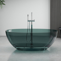 Baignoire élégante et moderne en résine transparente pour la relaxation dans la salle de bain |   Baignoire Spa Portable Autoportante Écologique avec Drain