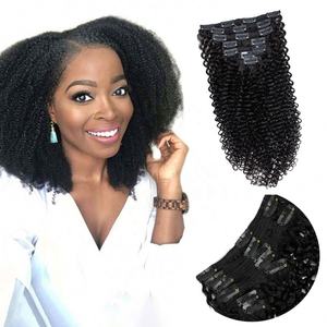 Extensions de cheveux en dentelle afro bouclés crépus vierges 3c 4a 4b 4c, vente en gros, extensions de cheveux humains 100% bon marché en solde - Product Image 1