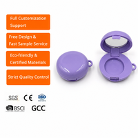 Étui vide pour baume à lèvres avec logo personnalisé, compact rond violet avec miroir, emballage cosmétique esthétique
