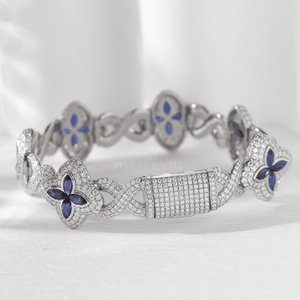 Bracelet élégant pour femme en argent sterling 925 avec chaîne à maillons en diamant, style hip-hop, réglable - TIARAS JEWELS - Product Image 2