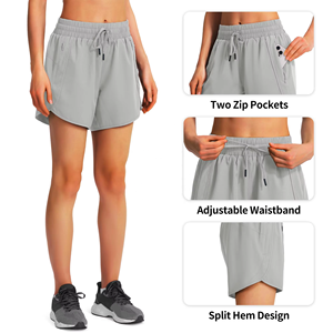 Shorts de sport pour femme Most Wanted, séchage rapide, légers, pour l'entraînement, taille ajustable, poches doubles zippées, confortables, fendus - Product Image 4