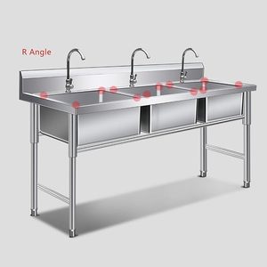 Évier utilitaire commercial autoportant à 3 bacs en acier inoxydable pour marchés de fruits de mer et poissonniers - Product Image 5