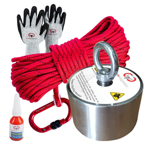 Aimants de pêche <span class=keywords><strong>Boss</strong></span> 360 ° Kit-65ft de pêche magnétique Corde robuste Mousqueton en aluminium non magnétique Threadlocker Résistant aux coupures - Product Image 1