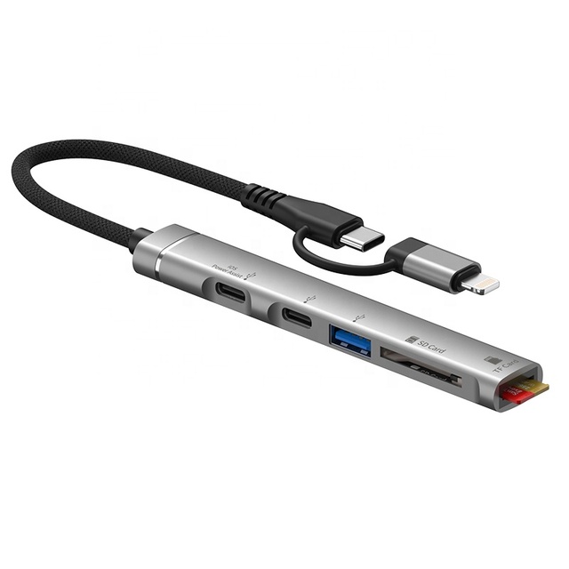New 5 in 1 Type C IOS Docking Station USB3.0 HUB With Card Reader Function SD TF High-Speed Reading Interface Expansion