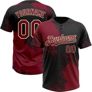 Maillot de softball personnalisé à deux boutons, chemise de baseball unisexe pour adulte, uniforme sublimé anti-humidité - Product Image 1