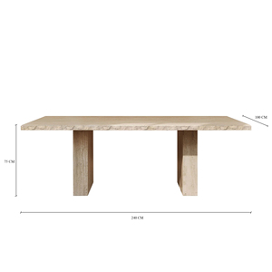 Tavolo da Pranzo Kumusi <span class=keywords><strong>in</strong></span> Travertino Rosa con Bordo Naturale - Product Image 4