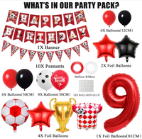Ballons en latex imprimés avec bannière Joyeux Anniversaire Football, ballons en aluminium 0-9 en forme de maillot et de trophée, cadeau pour les fournitures de fête d'anniversaire des enfants