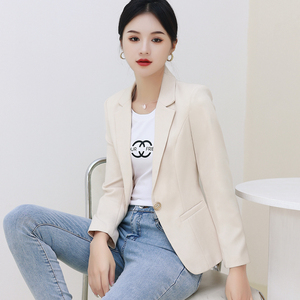 Chaqueta de traje pequeño caqui para <span class=keywords><strong>mujer</strong></span>, chaqueta elegante con alto sentido, novedad de 2025, Top tejido de moda informal coreana para primavera y otoño - Product Image 2