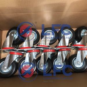 Longfeng <span class=keywords><strong>3</strong></span> 4 5 6 8 Zoll verzinkt schwarz Voll gummi Rad rolle Rolle starr drehbar Verriegelung Brems wagen Wagen Müll rollen - Product Image 5