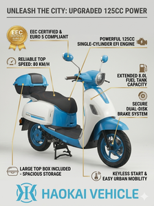 Scooter à essence 125CC EEC EURO 5, refroidissement par air, 4 temps, démarrage sans clé, freins à disque, pour les déplacements des adultes, cyclomoteur - Product Image 3