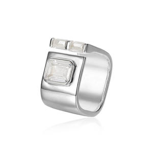 Anillos Abiertos Geométricos Chapados en Oro de 18K, Anillos Minimalistas Gruesos para Dedos, Joyería para Mujer y Hombre, Anillo de Plata de Ley 925 con Circonita - Product Image 2
