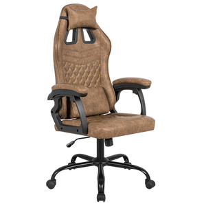 Custom OEM ODM Ergonómico PU cuero Oficina <span class=keywords><strong>Sillas</strong></span> de Juegos de ordenador de respaldo alto Silla Gamer marrón PC Silla de juegos con reposapiés - Product Image 3
