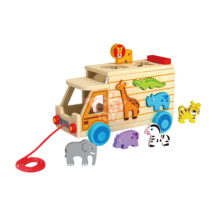 Деревянный животных деятельности грузовик Push тянуть вдоль ходьба игрушка