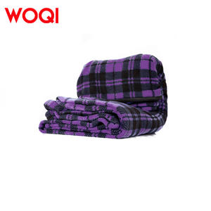 Sac de couchage en polaire Woqi, motif écossais violet, rectangulaire, portable, design enveloppe, pour voyages, camping, intérieur et extérieur - Product Image 1