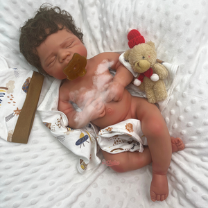 Куклы-реборны из силикона с темной кожей, коричневые кудрявые волосы, мягкие на ощупь, расписанные вручную, коллекционные для любителей кукол и художественных выставок - Product Image 5