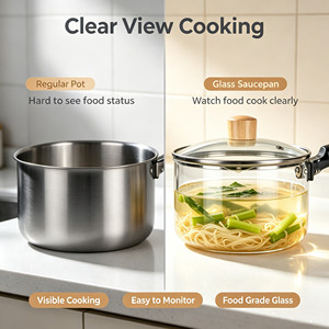 <span class=keywords><strong>Casserole</strong></span> en verre borosilicate avec poignée en <span class=keywords><strong>bois</strong></span> et couvercle en verre, résistante à la chaleur, <span class=keywords><strong>pour</strong></span> cuisson au <span class=keywords><strong>feu</strong></span> ouvert, idéale <span class=keywords><strong>pour</strong></span> le lait et les soupes, <span class=keywords><strong>pour</strong></span> la cuisine domestique - Product Image 4