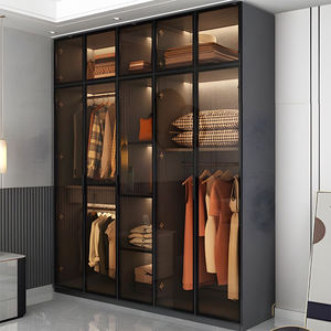 Vendita diretta della fabbrica su misura Design moderno camera da letto mobili nuovo modello di vetro porta a battente armadio in legno - Product Image 3