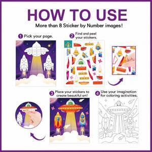 Activités sur le thème de l'espace, bricolage pour garçons, 3 autocollants par numéros, livres de peinture pour enfants de 4 à 8 ans - Product Image 2
