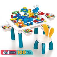 Mesa de Bloques de Construcción Yuglow para Niños, Bloques Grandes, Juguete Educativo, Mesa Multifuncional de Aprendizaje y Juego para Bebés
