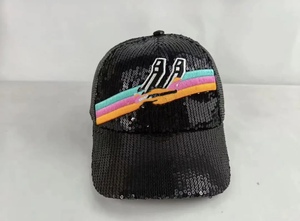 Nuovi Cappellini Rosa con Paillettes Antonio, Cappelli Sportivi per Tifosi, Ricamo Luccicante, Cappellini da Baseball Tricolore, Cappelli con Paillettes per Tifosi di <span class=keywords><strong>Basket</strong></span> - Product Image 4