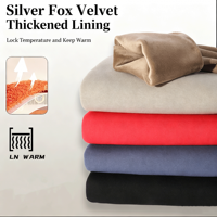 Sweat à capuche doublé de fausse fourrure de renard argenté, poids lourd 420g, pour homme, coupe ample, épaissi, style pull, vêtement décontracté, personnalisable.