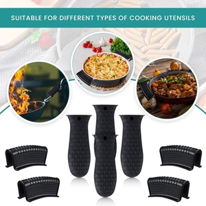 <b>8</b> Pcs Silicone Pot Holders Set Cast <b>Iron</b> Handle Cover Heat Resistant Pot Handle Covers for Frying Pan Kitchen Supplies(Black) - Product Image 3