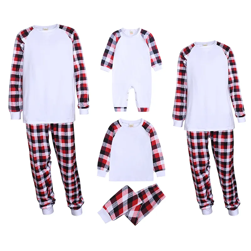 Custom Family Pajamas Set Long Sleeve Plaid Print Kids Pajamas Family Christmas Pyjamas