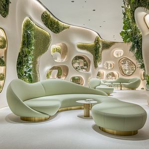 Offre spéciale Canapé de bureau exécutif à trois places d'angle carré Canapé de salon moderne en cuir et tissu - Product Image 1