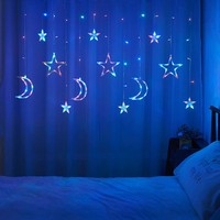 Décorations personnalisées pour l'Aïd Moubarak, lumières de Ramadan, lumières LED en forme de lune et d'étoile, rideau lumineux, lumières de fête