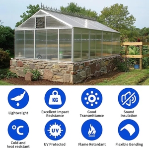 8mm 10mm rõ ràng chống UV lớp phủ nhựa <span class=keywords><strong>Polycarbonate</strong></span> tấm 4x8 tờ 10mm đôi tường <span class=keywords><strong>Polycarbonate</strong></span> nhà kính - Product Image 2