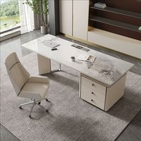 Bureau familial léger en forme de plaque de roche avec tiroirs en métal, avocat et bureau d'ordinateur administratif
