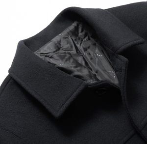 Veste polaire écologique pour <span class=keywords><strong>homme</strong></span>, col rabattable, épaisse, en laine, chaude pour l'hiver, coupe ajustée, décontractée, couleur unie, simple boutonnage - Product Image 3