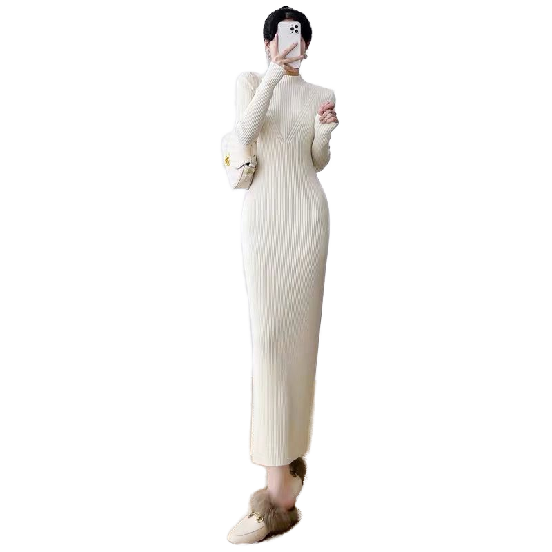chinese dress ladies Turtleneck knit dress