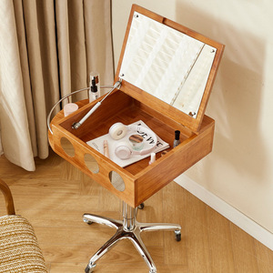 Mesa de Maquillaje Moderna Pequeña, Plegable, Móvil, Elevable, Estilo <span class=keywords><strong>Bauhaus</strong></span>, con Espejo Iluminado, para Sala de Estar, Apartamento, Hotel, <span class=keywords><strong>Baño</strong></span> - Product Image 2