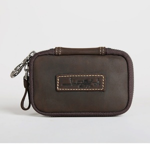 New Arrival Vintage Genuine Crazy Horse Leather Card Holder <b>Pouch</b> Short Zipper Coin Purse with Keychain Open Closure Type - Product Image 5