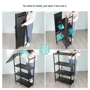 Organizer rotante pieghevole senza assemblaggio Multi-strato Mobile portaoggetti a pavimento <span class=keywords><strong>unit</strong></span>à di stoccaggio per la casa - Product Image 3