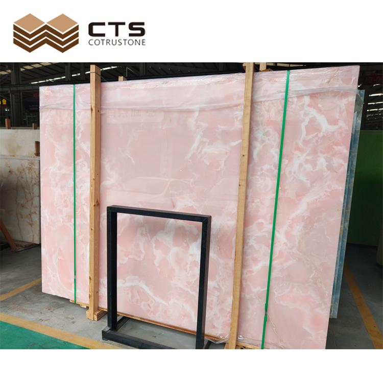 Marble Onyx Stone Pink Big Slab Graphic Design Kitchen Countertop Polished 5 Years Calcite Picture Color CN;FUJ Modern Villa CTS
