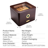 CIGARLOONG Classique Laque Double Couche Grande Capacité Fenêtre Transparente Bois de Cèdre Cave à Cigares Tiroirs Étanche à l'humidité