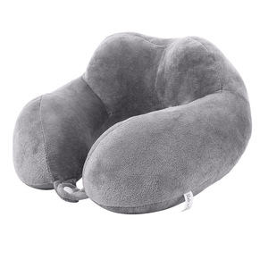 Almohada de apoyo para el cuello en forma de U, color gris, 28x26x14cm, portátil para viajes, de algodón PP, para la siesta en la oficina, ayuda cómoda para dormir - Product Image 2