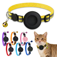 Collier réfléchissant en nylon pour animaux de compagnie avec support fin pour AirTag, motif design pour localisateur anti-perte, accessoires pour chiens